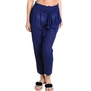 Eberjey 100% Cotton Hudson Pants M/L Navy Lightweight Coverup